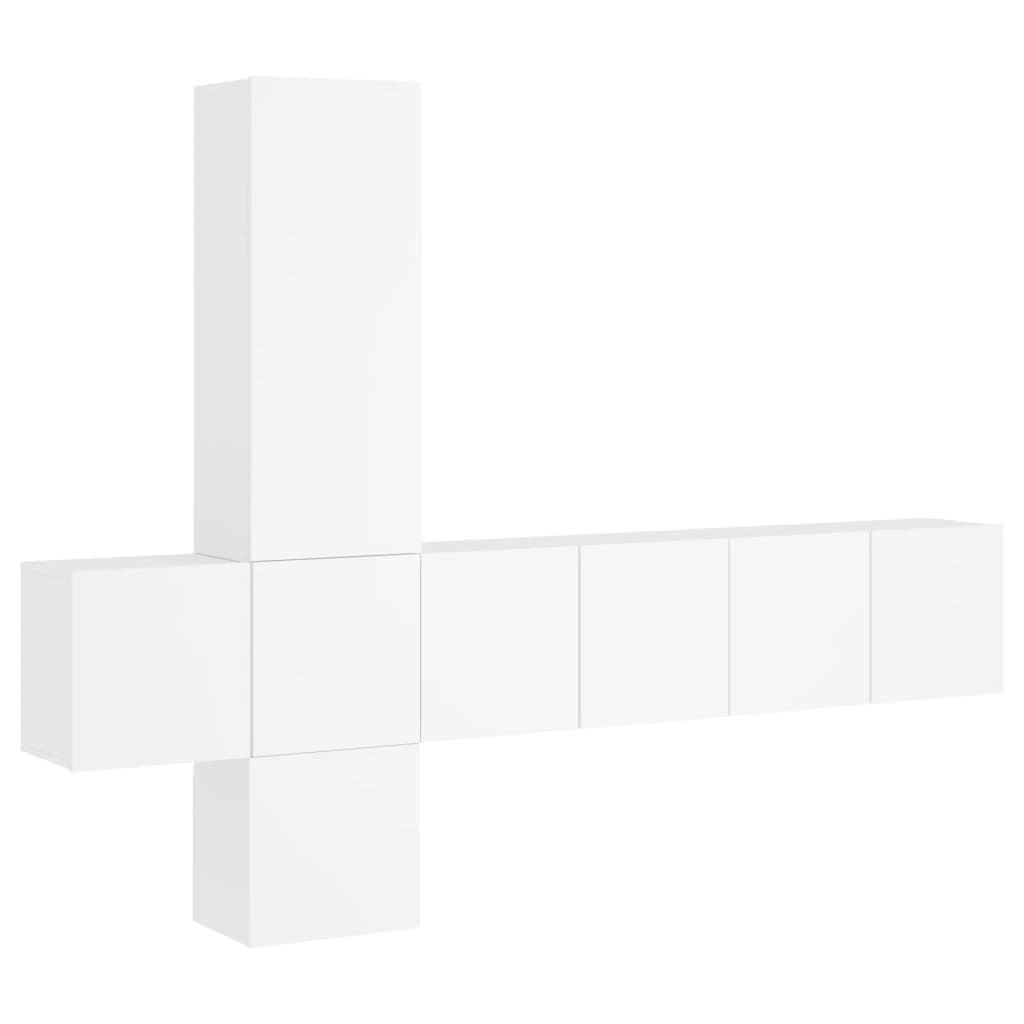 Unités murales TV 5 pcs blanc bois d'ingénierie - XIOS