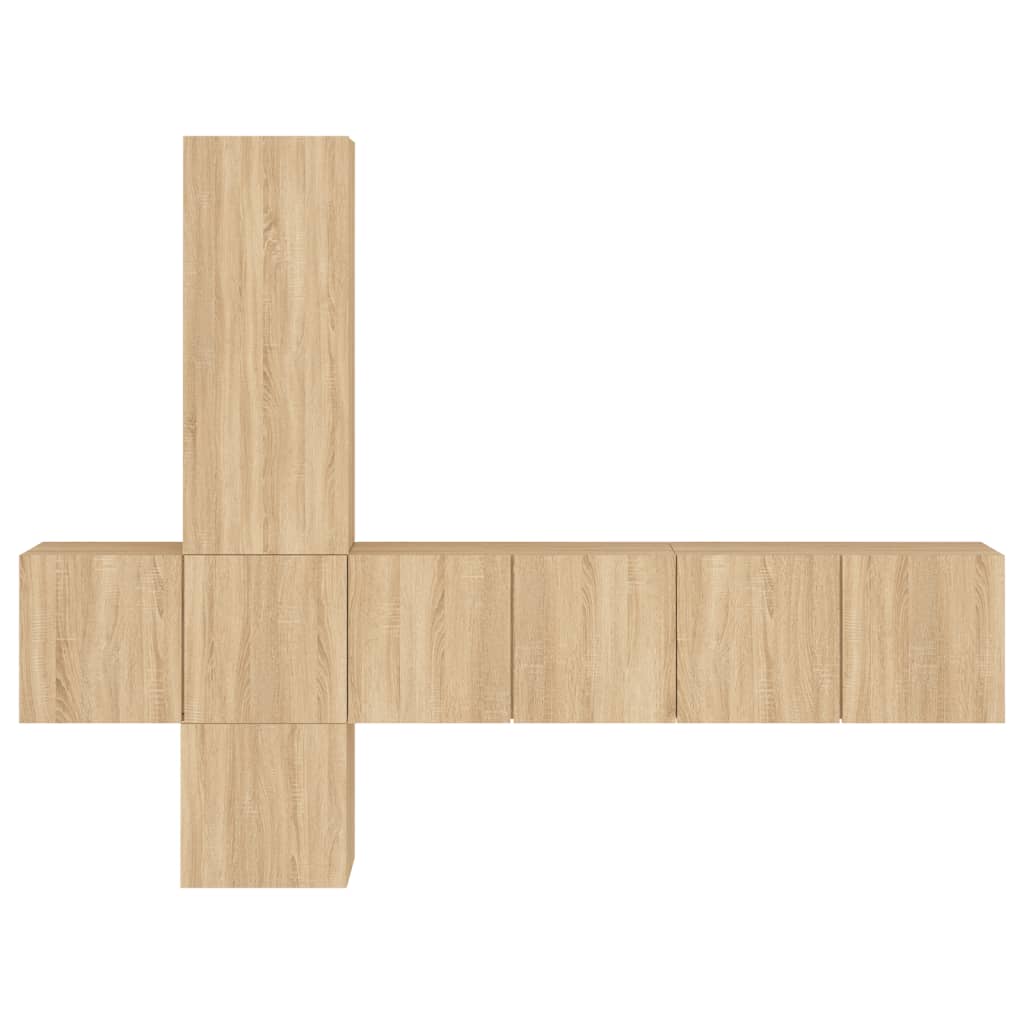Unités murales TV 5 pcs chêne sonoma bois d'ingénierie - XIOS