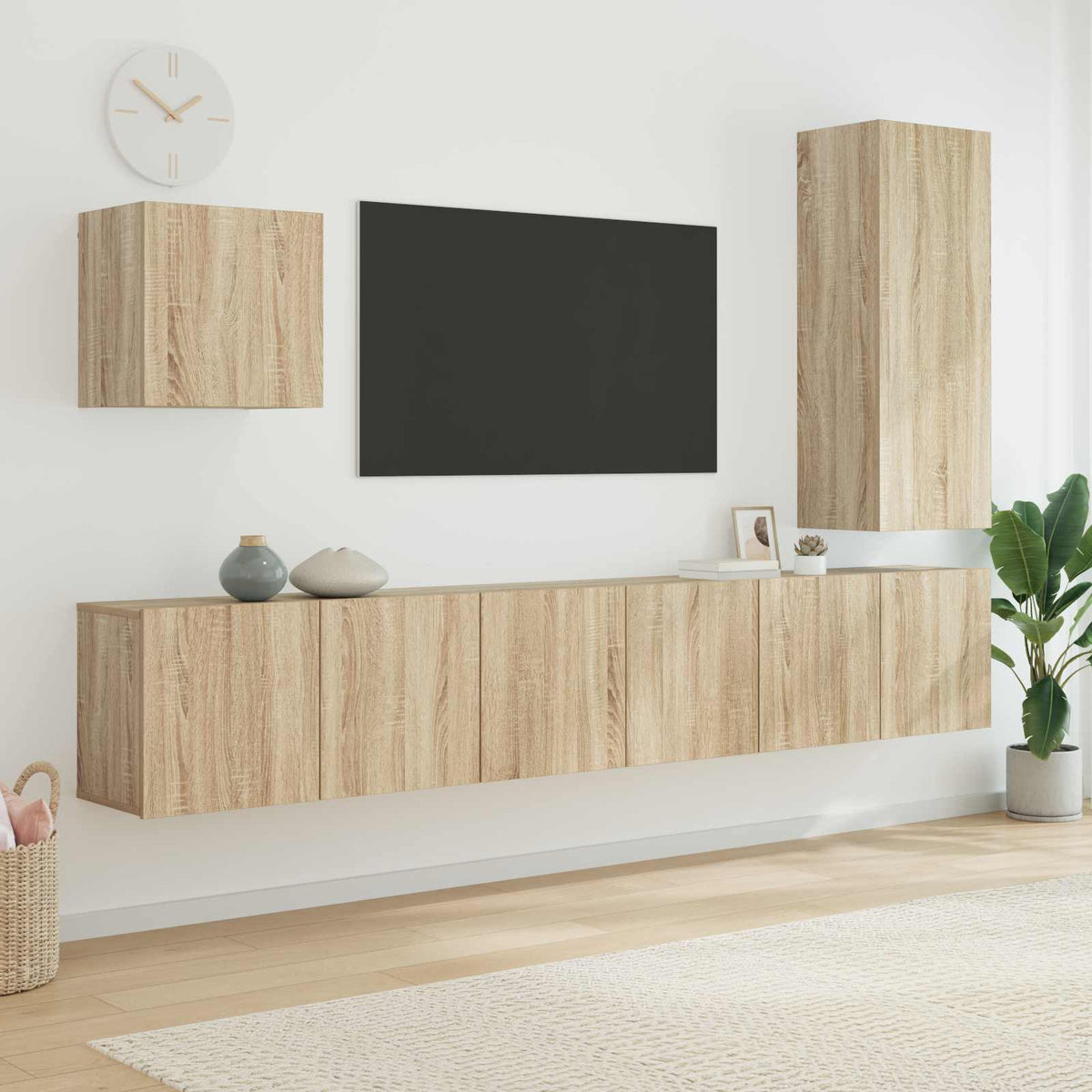 Unités murales TV 5 pcs chêne sonoma bois d'ingénierie