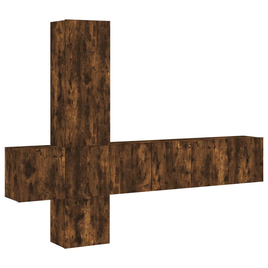 Unités murales TV 5 pcs chêne fumé bois d'ingénierie - XIOS