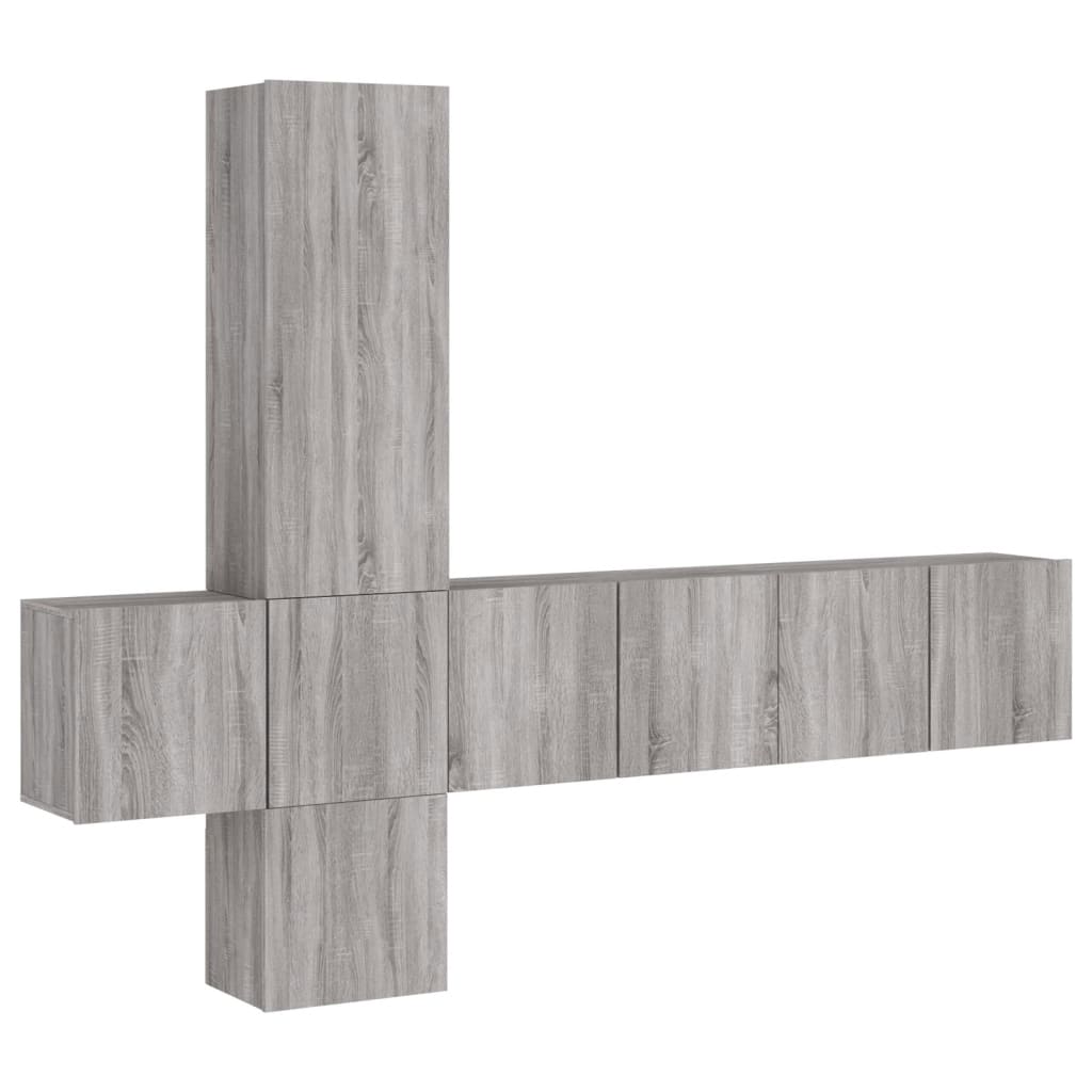 Unités murales TV 5 pcs sonoma gris bois d'ingénierie - XIOS