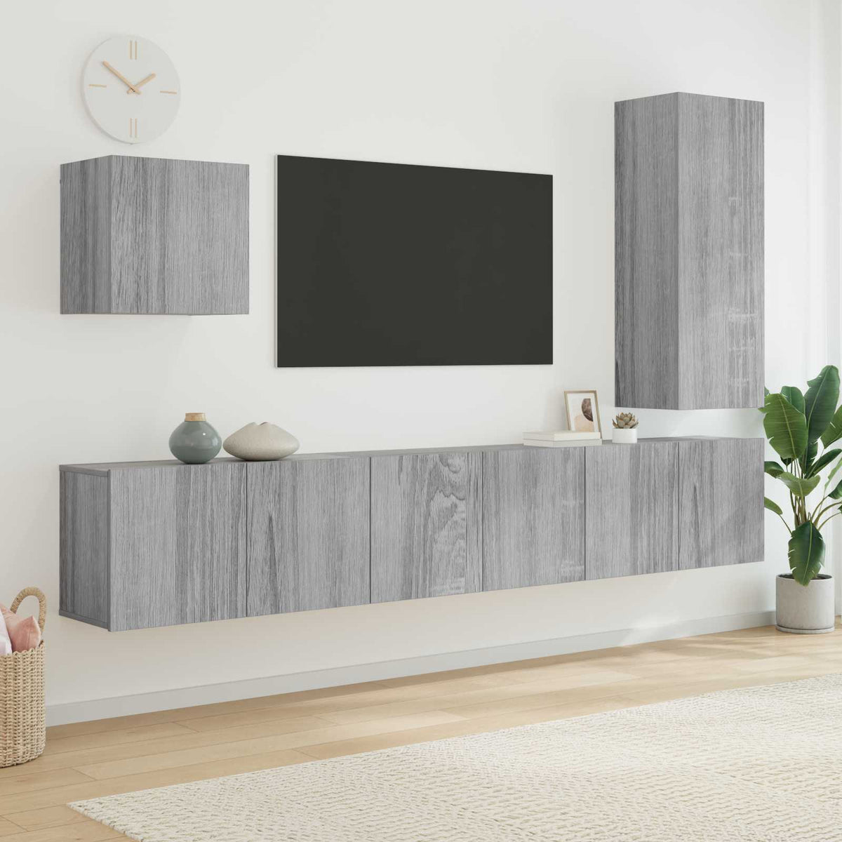 Unités murales TV 5 pcs sonoma gris bois d'ingénierie