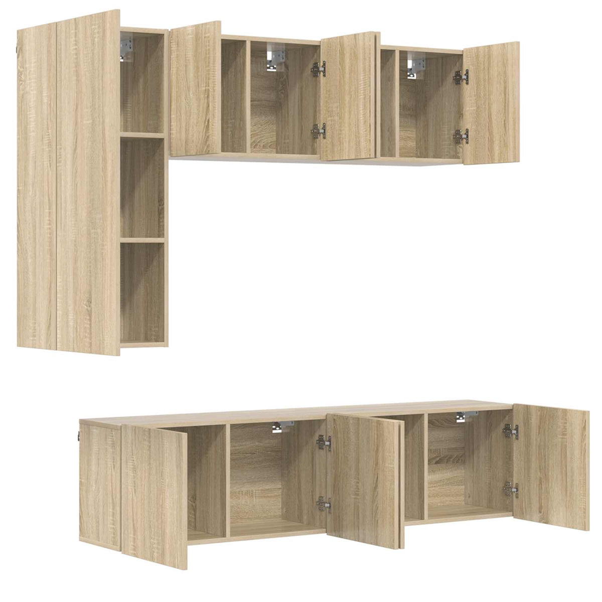 Unités murales TV 5 pcs chêne sonoma bois d'ingénierie