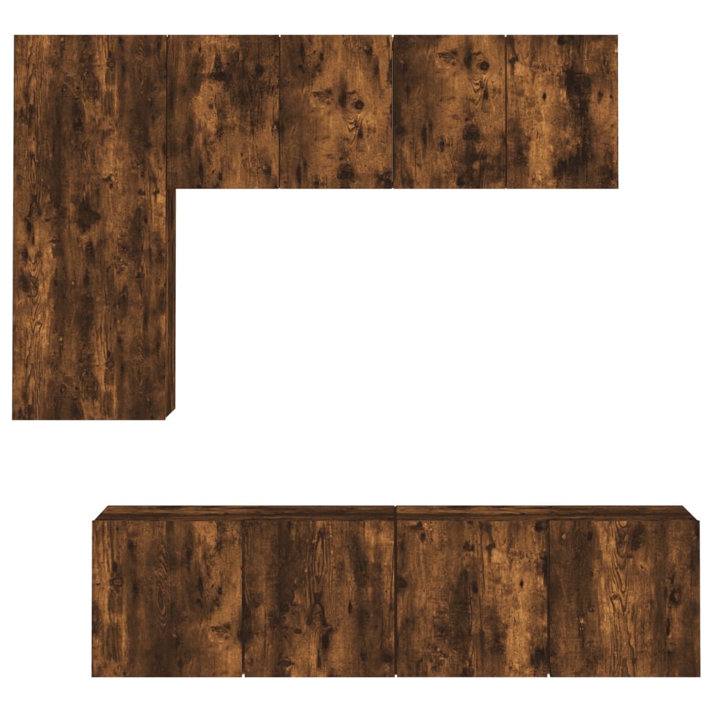 Unités murales TV 5 pcs chêne fumé bois d'ingénierie - XIOS