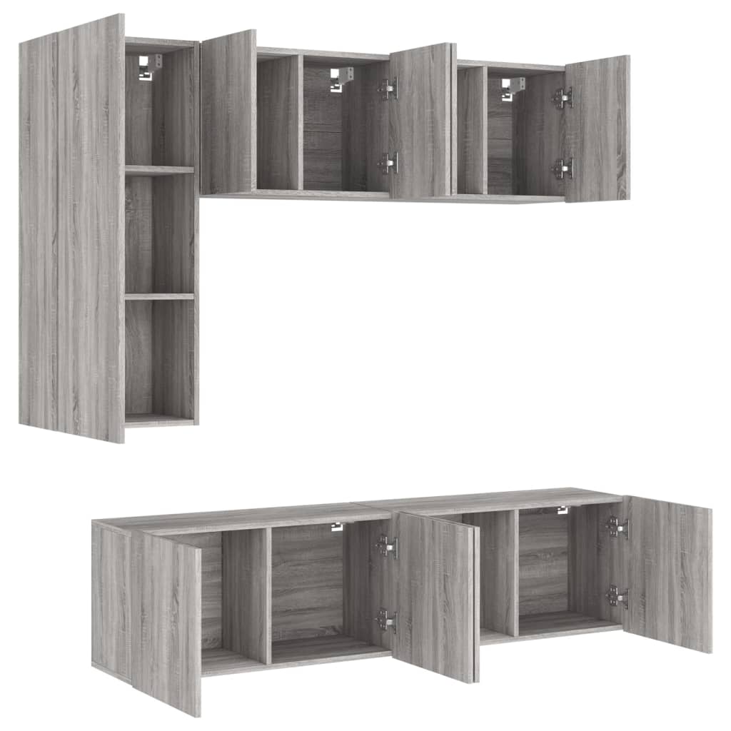 Unités murales TV 5 pcs sonoma gris bois d'ingénierie - XIOS