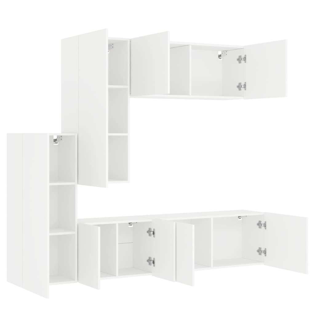Unités murales TV 5 pcs blanc bois d'ingénierie - XIOS