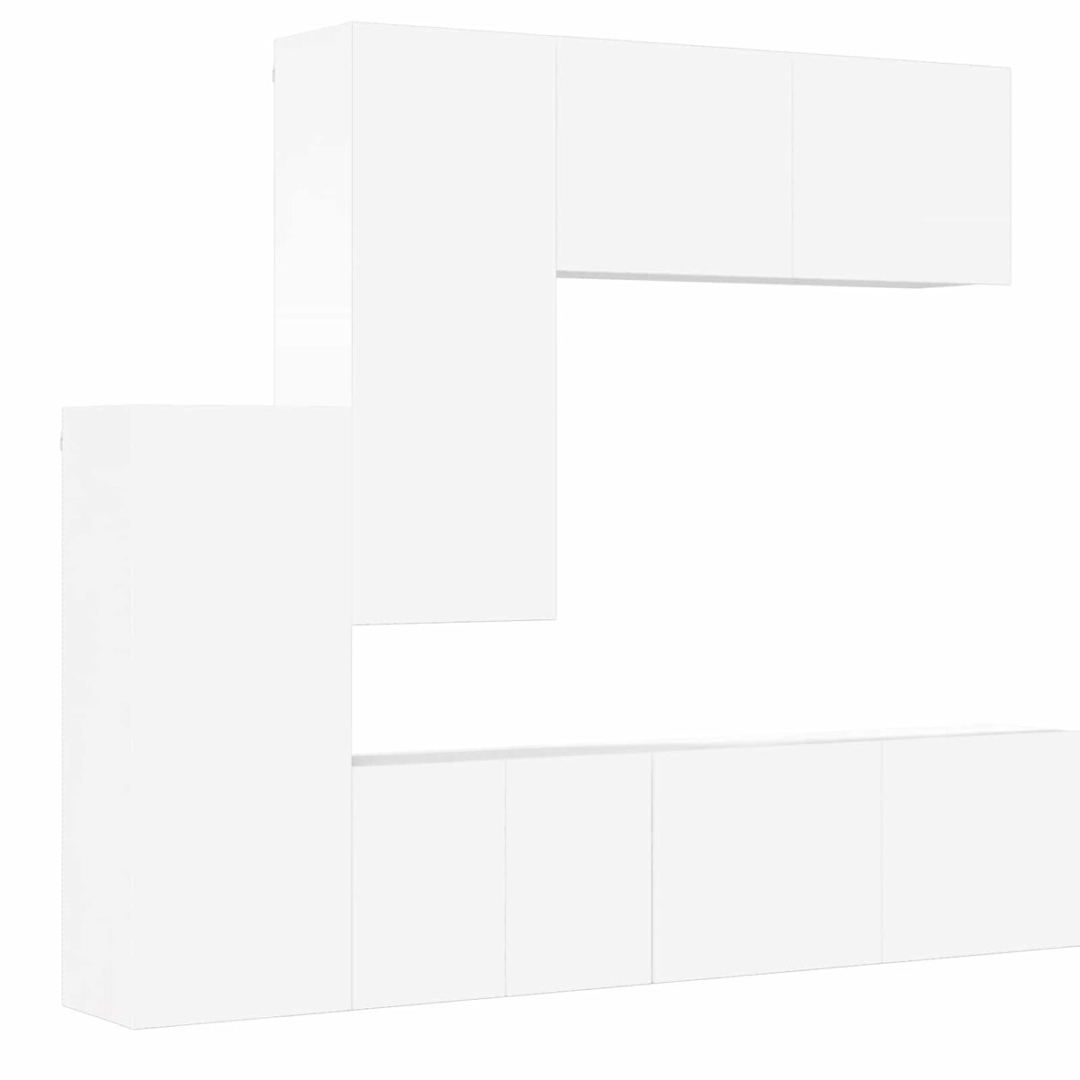 Unités murales TV 5 pcs blanc bois d'ingénierie