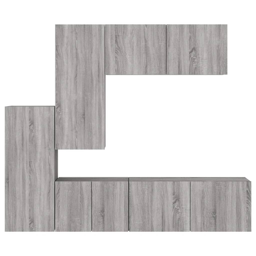 Unités murales TV 5 pcs sonoma gris bois d'ingénierie - XIOS