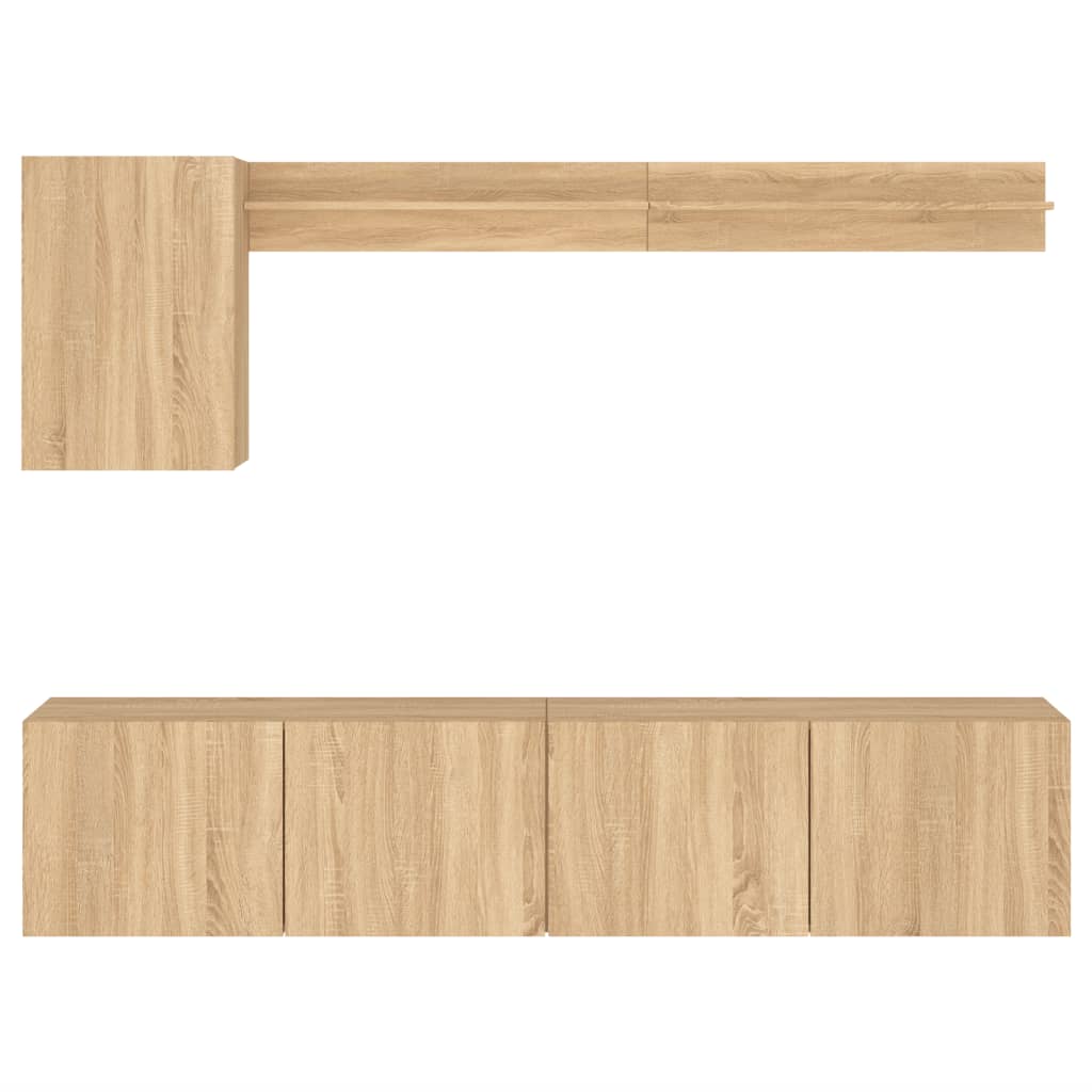 Unités murales TV 5 pcs chêne sonoma bois d'ingénierie