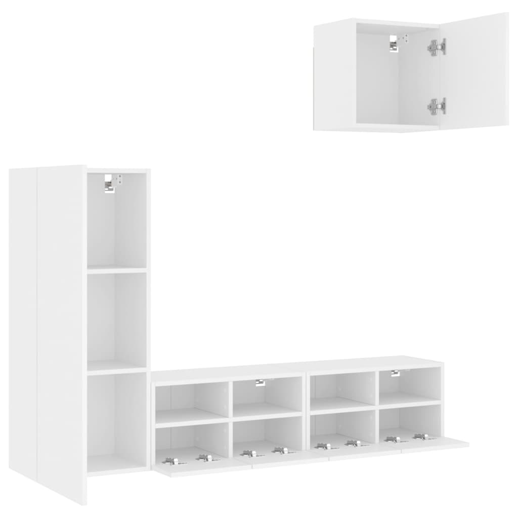 Unités murales TV 4 pcs blanc bois d'ingénierie - XIOS