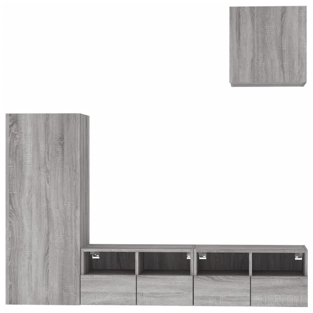 Unités murales TV 4 pcs sonoma gris bois d'ingénierie - XIOS