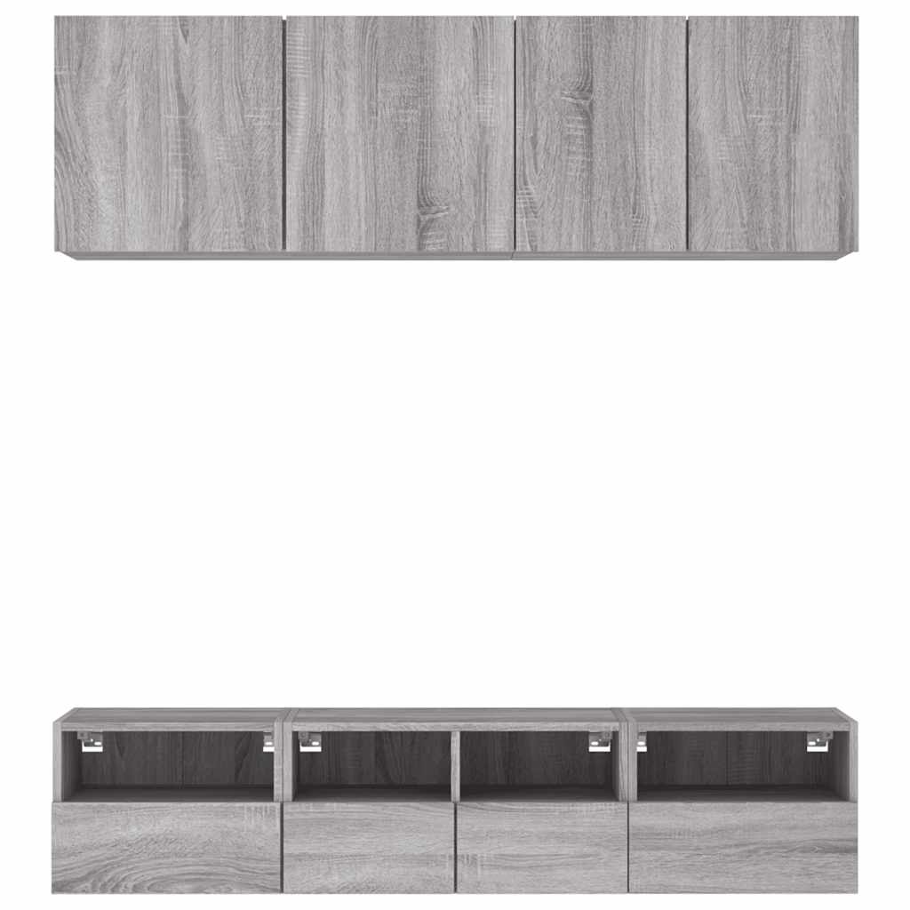 Unités murales TV 5 pcs sonoma gris bois d'ingénierie - XIOS