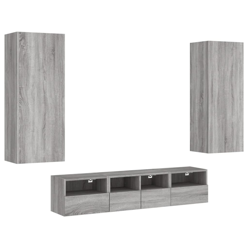 Unités murales TV 5 pcs sonoma gris bois d'ingénierie - XIOS