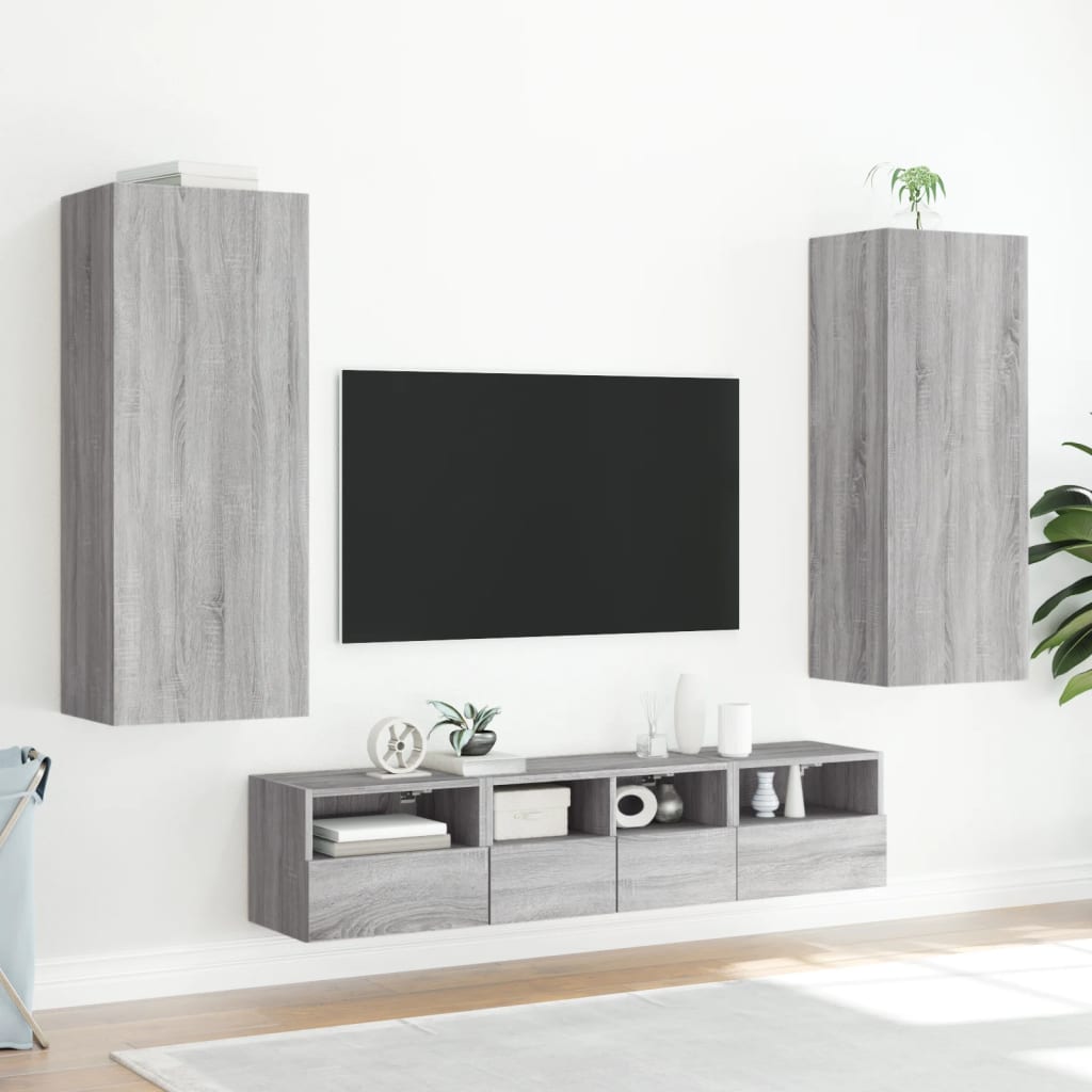 Unités murales TV 5 pcs sonoma gris bois d'ingénierie - XIOS