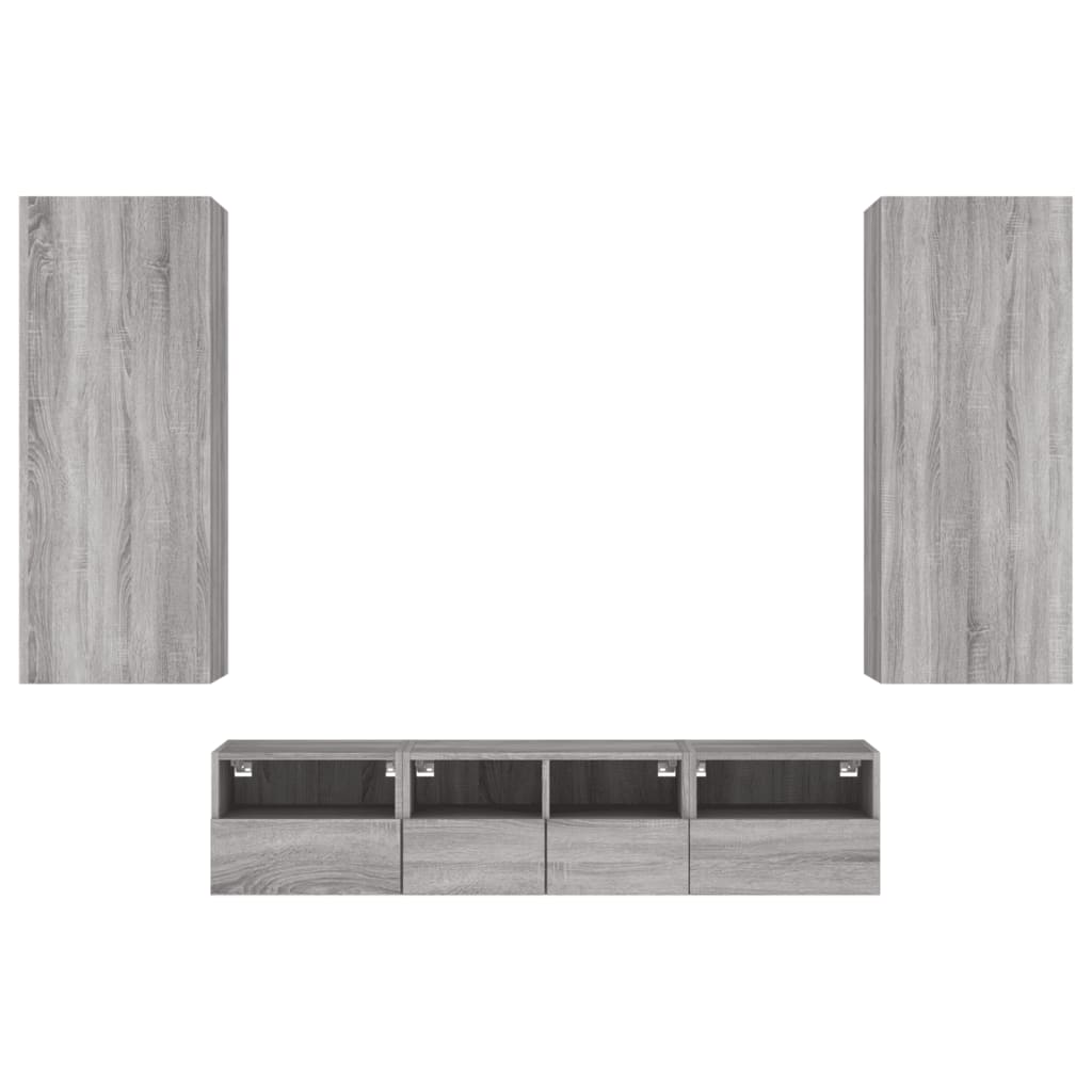 Unités murales TV 5 pcs sonoma gris bois d'ingénierie - XIOS