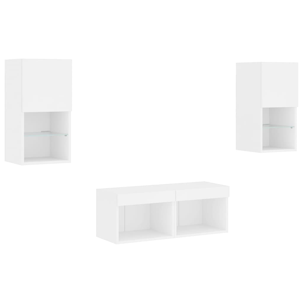 Meuble TV muraux 4 pcs avec lumières LED blanc - XIOS