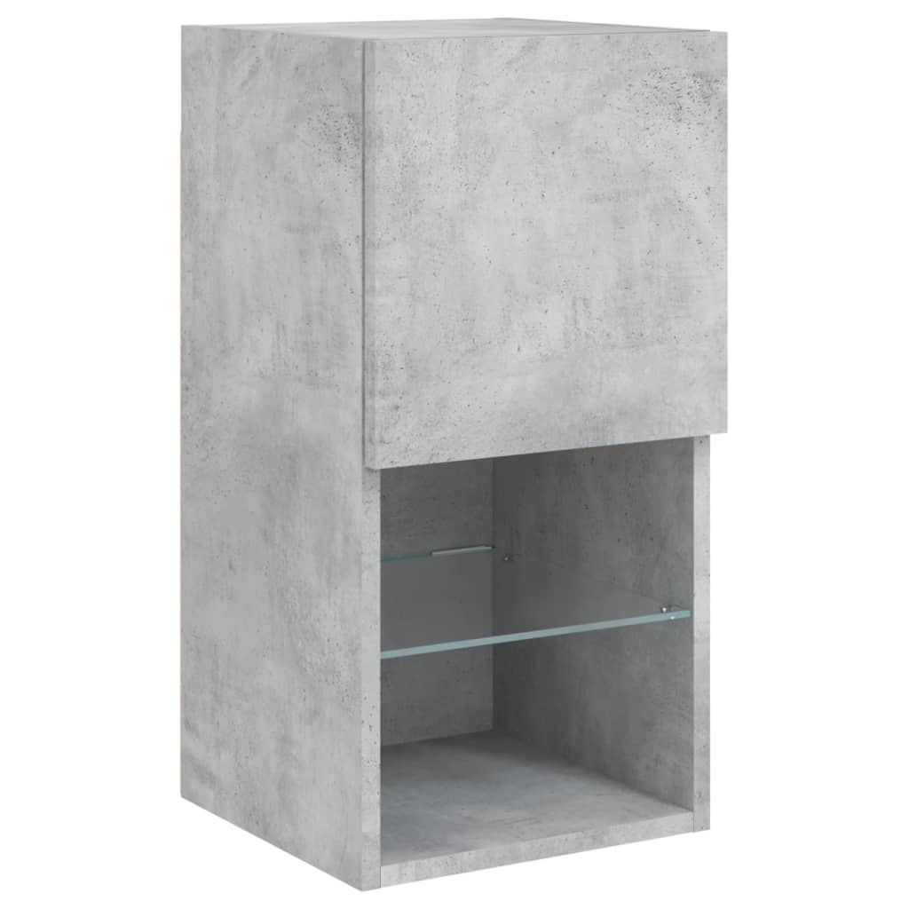 Meuble TV muraux 4 pcs avec lumières LED gris béton - XIOS
