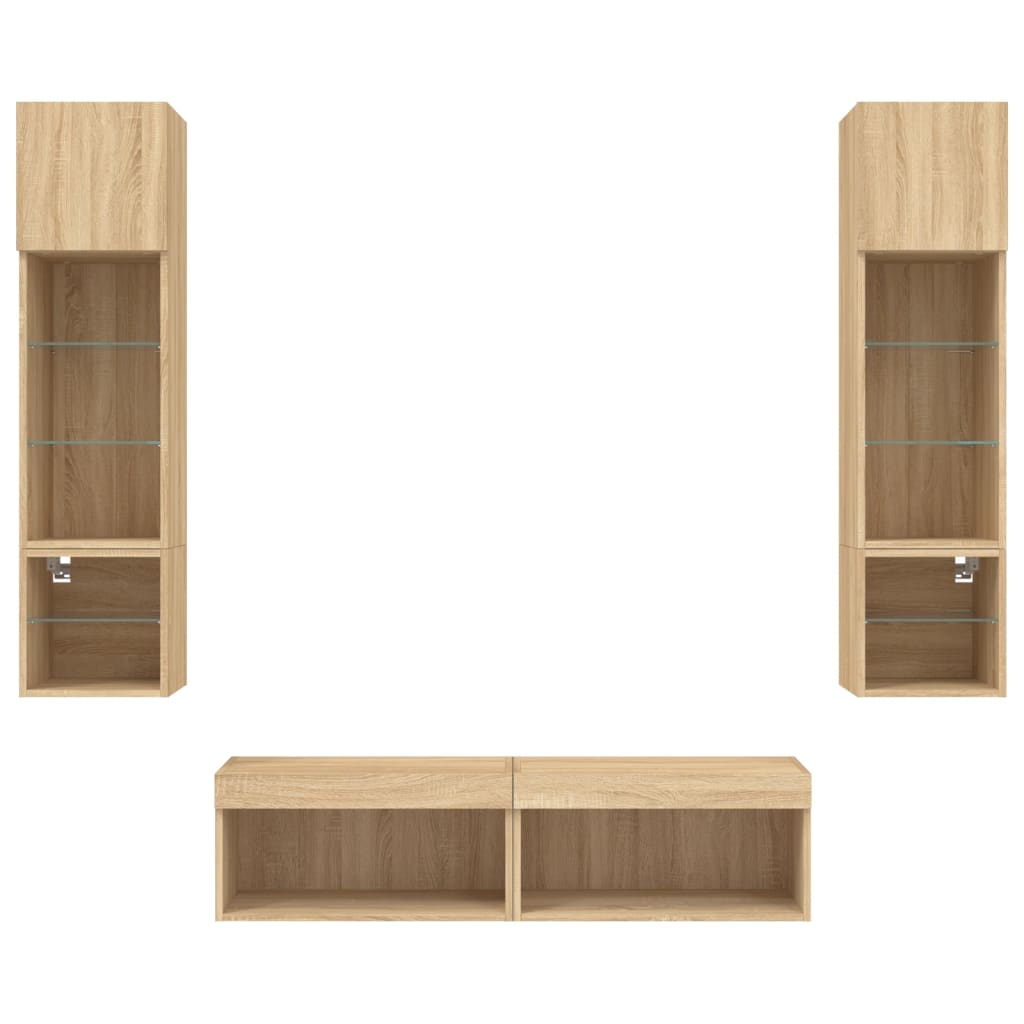 Unités murales TV avec LED 6 pcs chêne sonoma bois d'ingénierie - XIOS