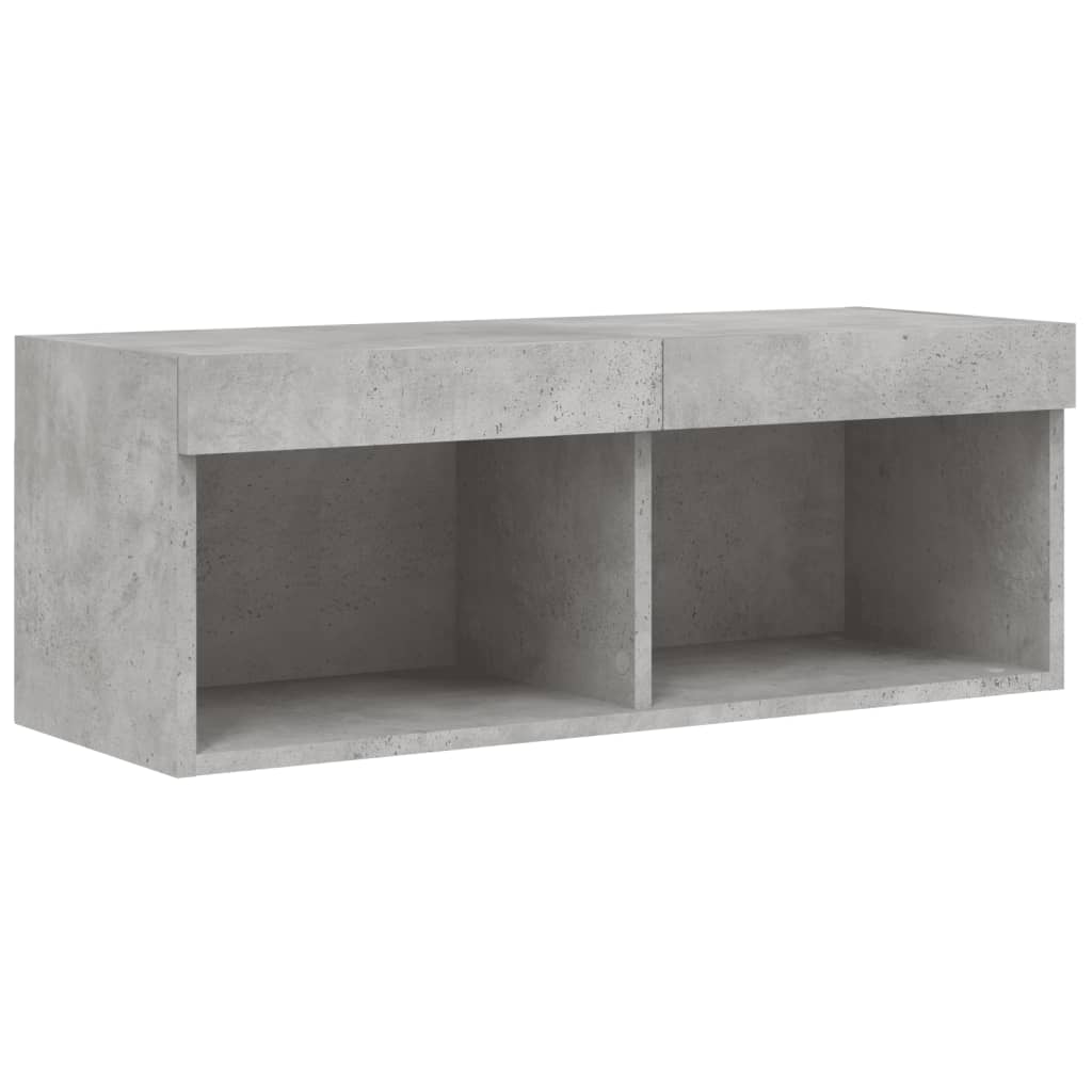 Unités murales TV avec LED 4 pcs gris béton bois d'ingénierie