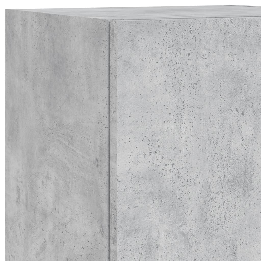 Unités murales TV avec LED 4 pcs gris béton bois d'ingénierie