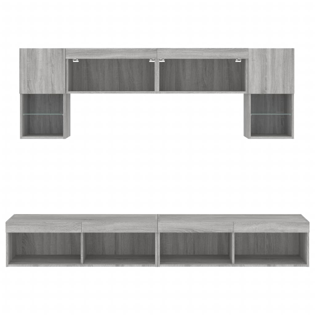 Unités murales TV avec LED 6 pcs gris sonoma bois d'ingénierie - XIOS