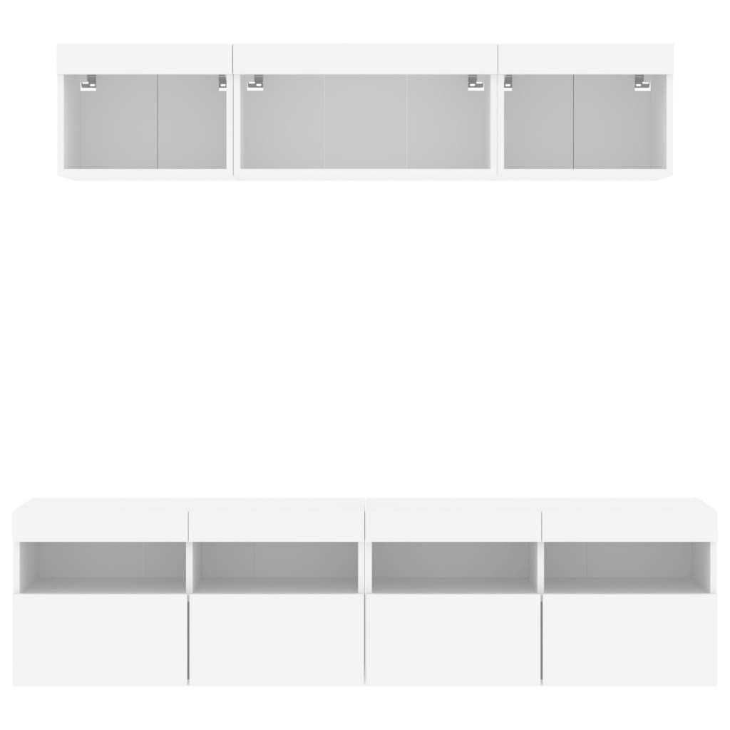 Unités murales TV avec LED 5 pcs blanc bois d'ingénierie - XIOS