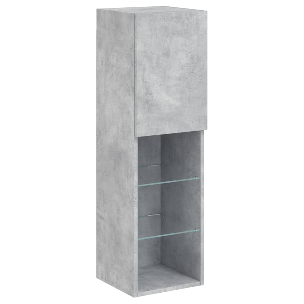 Ensemble de meubles TV muraux 8 pcs et lumières LED gris béton - XIOS