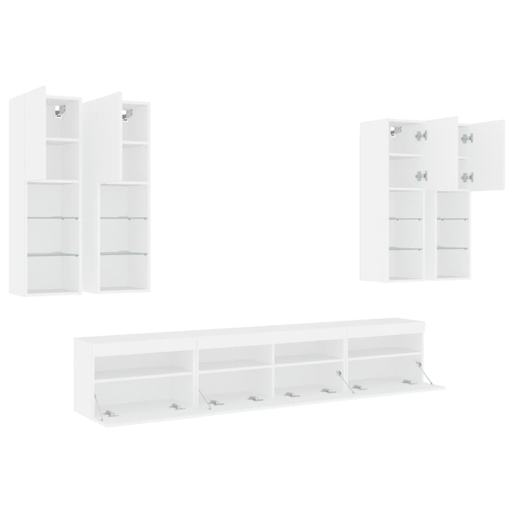 Ensemble de meubles TV muraux 7 pcs avec lumières LED blanc - XIOS