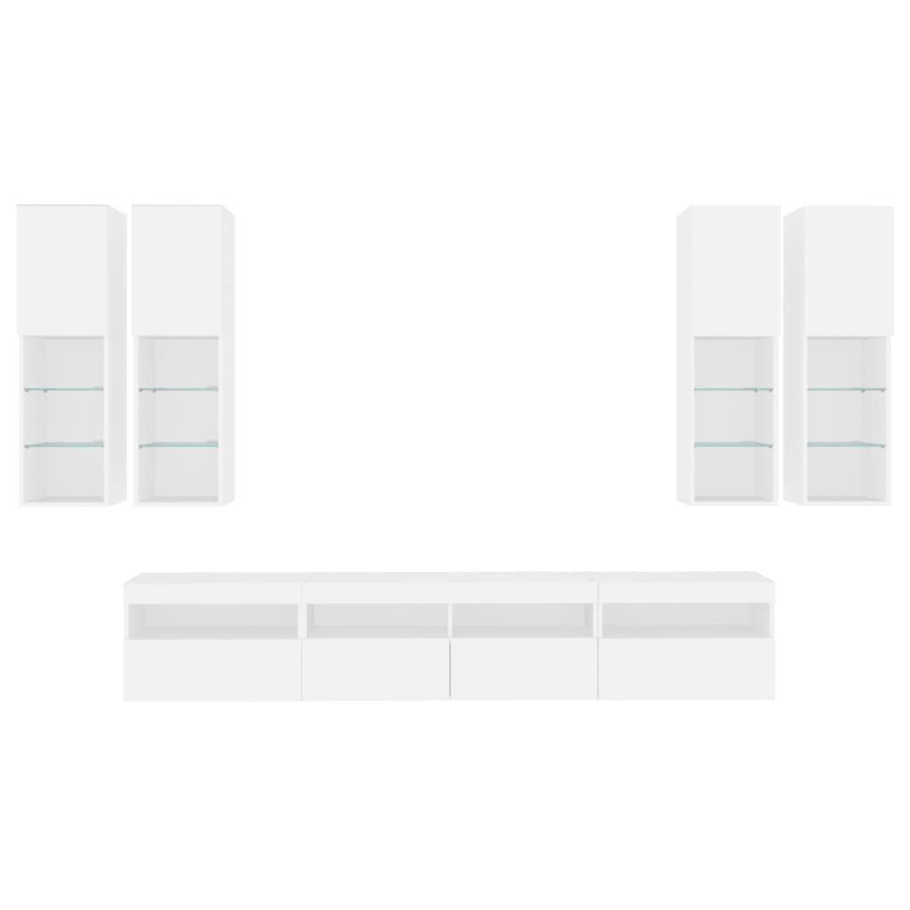 Ensemble de meubles TV muraux 7 pcs avec lumières LED blanc - XIOS