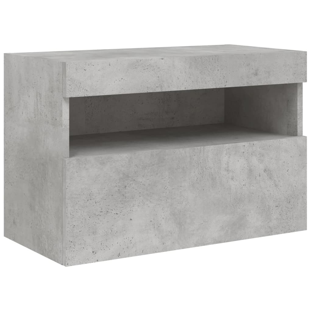 Ensemble de meubles TV muraux 7pcs et lumières LED gris béton
