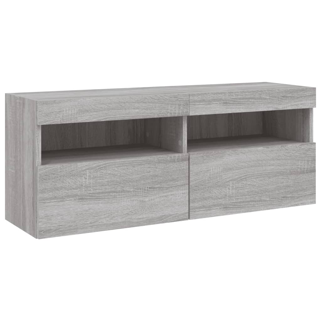 Ensemble de meubles TV muraux 7 pcs et lumières LED sonoma gris - XIOS