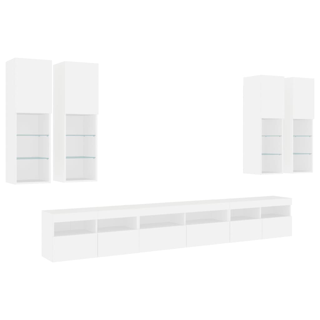 Ensemble de meubles TV muraux 7 pcs avec lumières LED blanc - XIOS