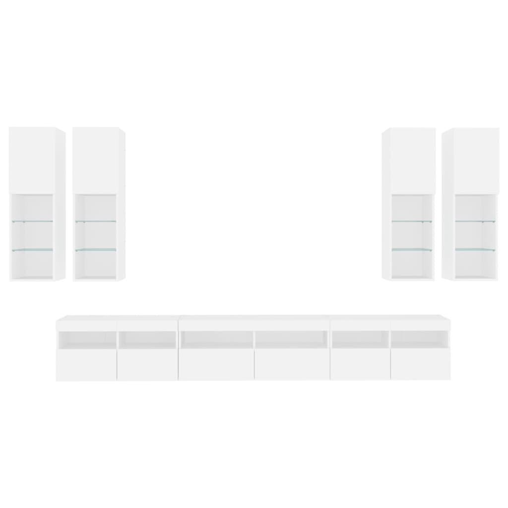 Ensemble de meubles TV muraux 7 pcs avec lumières LED blanc - XIOS
