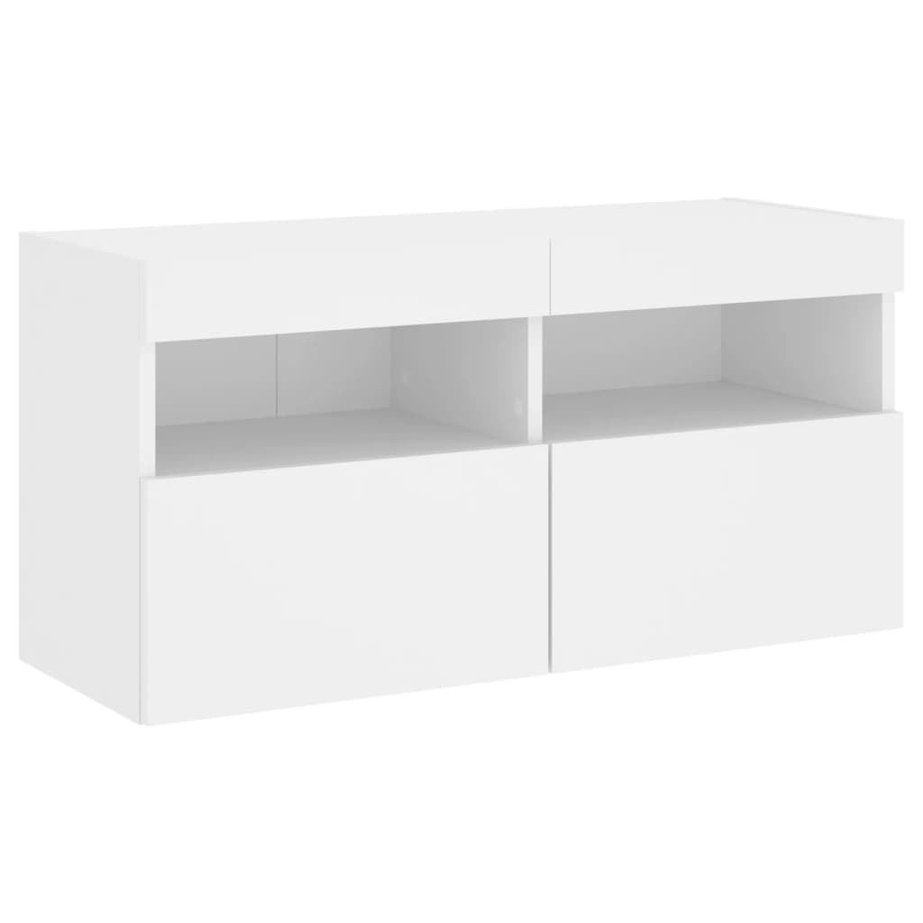 Ensemble de meubles TV muraux 7 pcs avec lumières LED blanc - XIOS