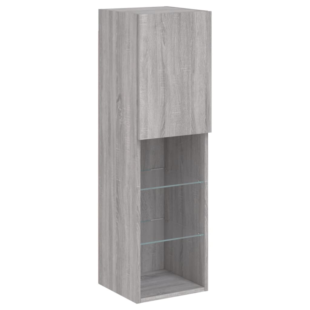 Ensemble de meubles TV muraux 7 pcs et lumières LED sonoma gris