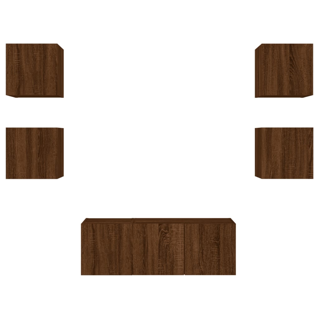 Unités murales TV avec LED 6 pcs chêne marron bois d'ingénierie - XIOS