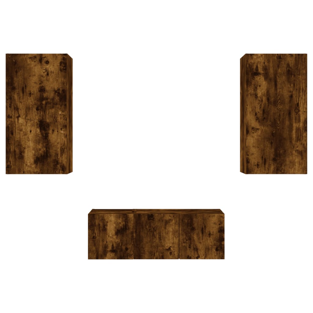 Unités murales TV avec LED 4 pcs chêne fumé bois d'ingénierie - XIOS