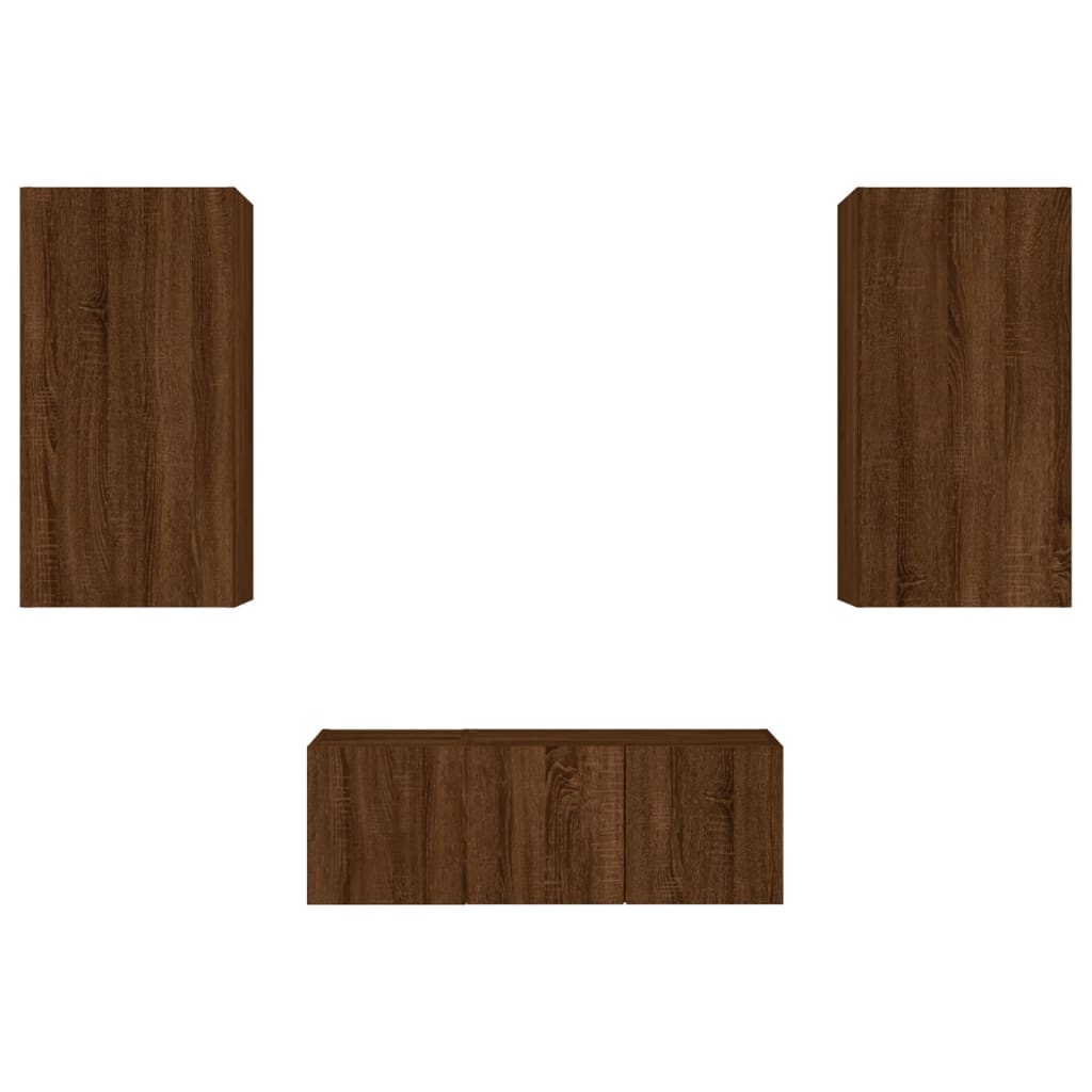 Unités murales TV avec LED 4 pcs chêne marron bois d'ingénierie - XIOS