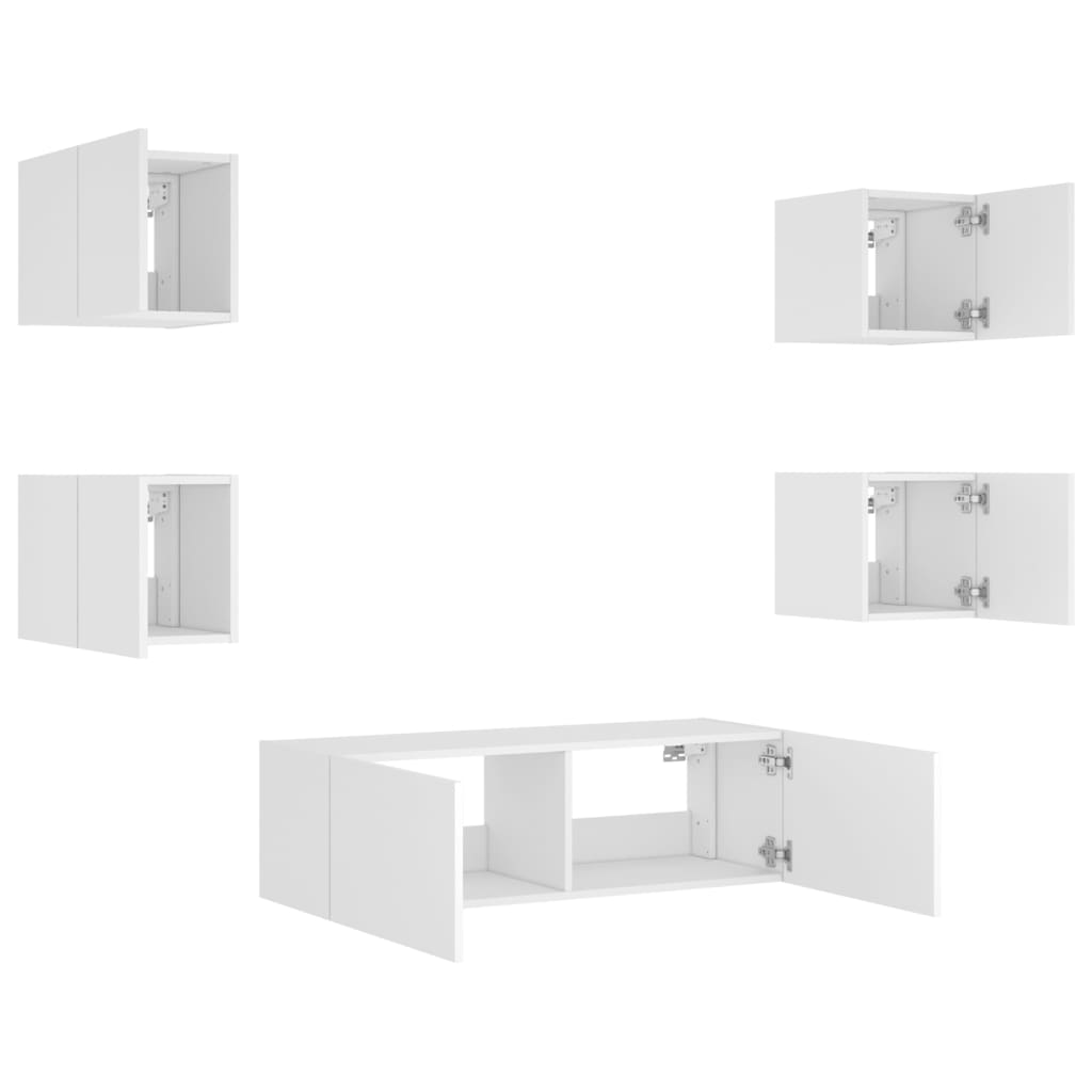 Meuble TV muraux 5 pcs avec lumières LED blanc - XIOS