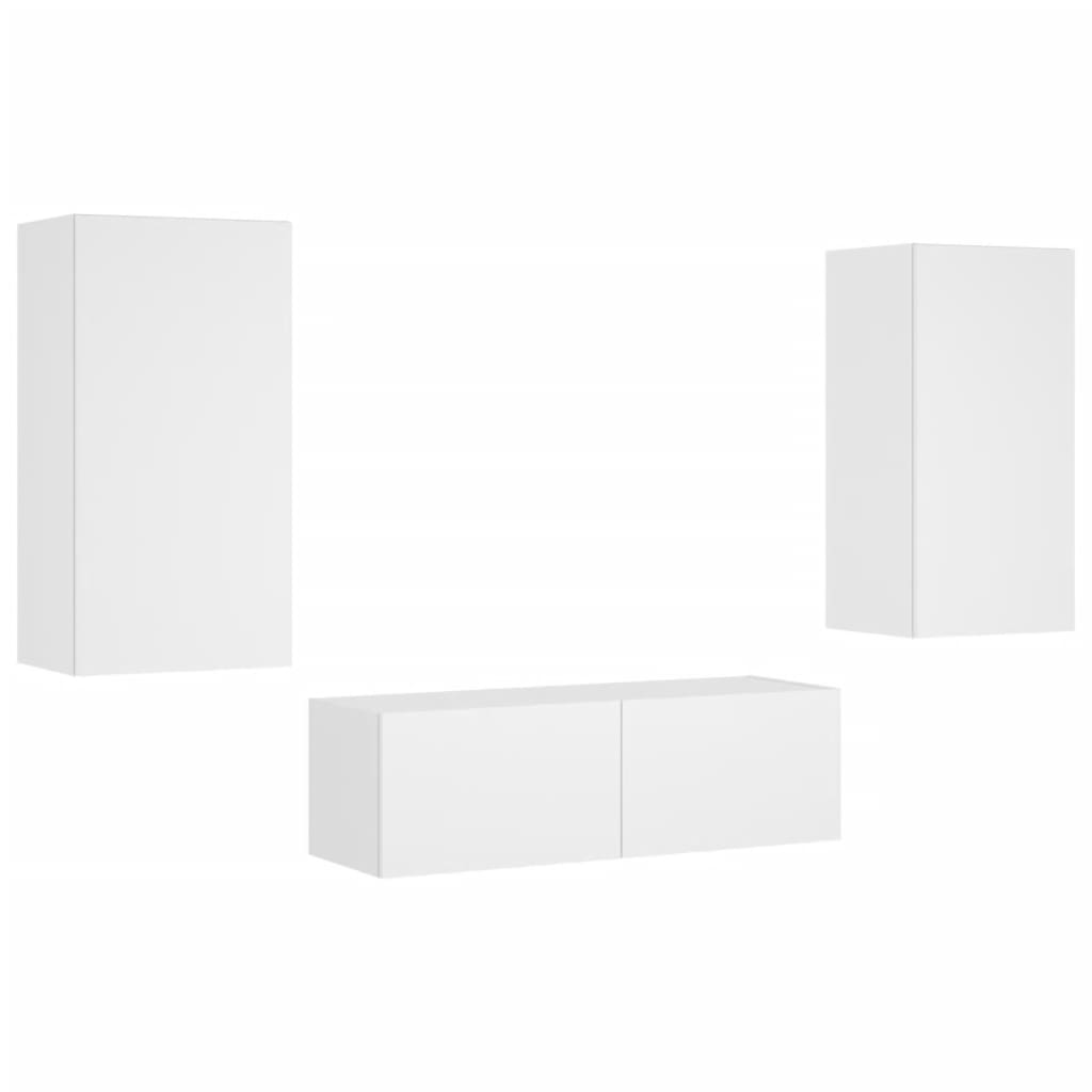 Meuble TV muraux 3 pcs avec lumières LED blanc - XIOS