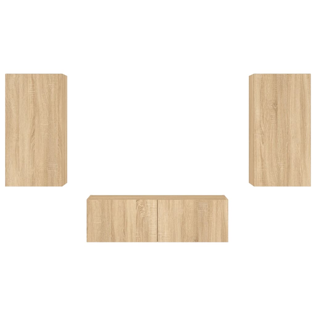 Meuble TV muraux 3 pcs avec lumières LED chêne sonoma - XIOS