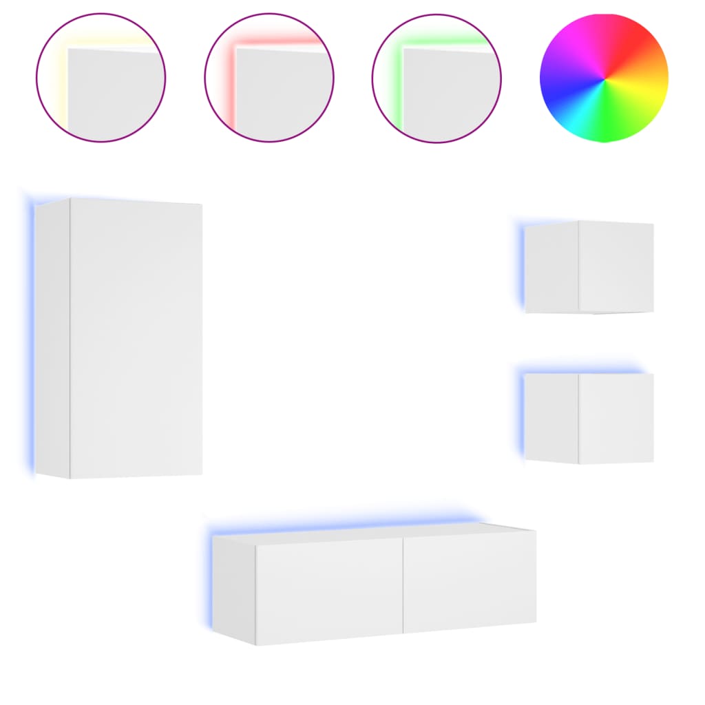 Meuble TV muraux 4 pcs avec lumières LED blanc - XIOS