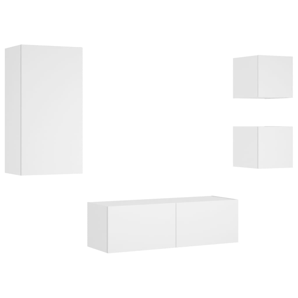 Meuble TV muraux 4 pcs avec lumières LED blanc - XIOS