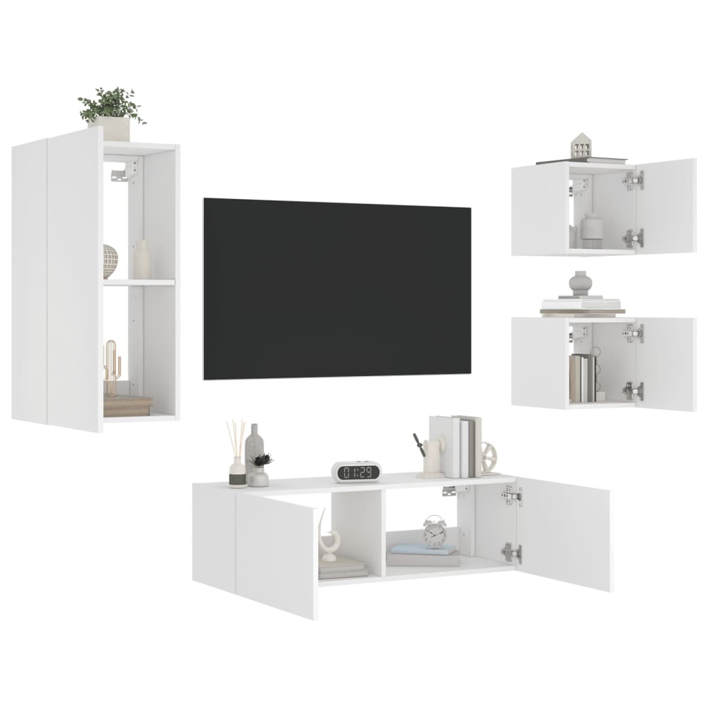 Meuble TV muraux 4 pcs avec lumières LED blanc - XIOS
