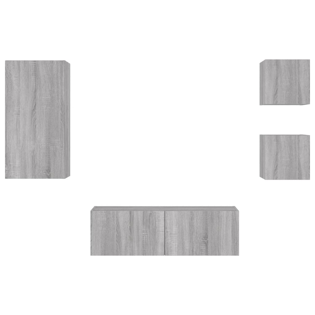 Meuble TV muraux 4 pcs avec lumières LED sonoma gris - XIOS
