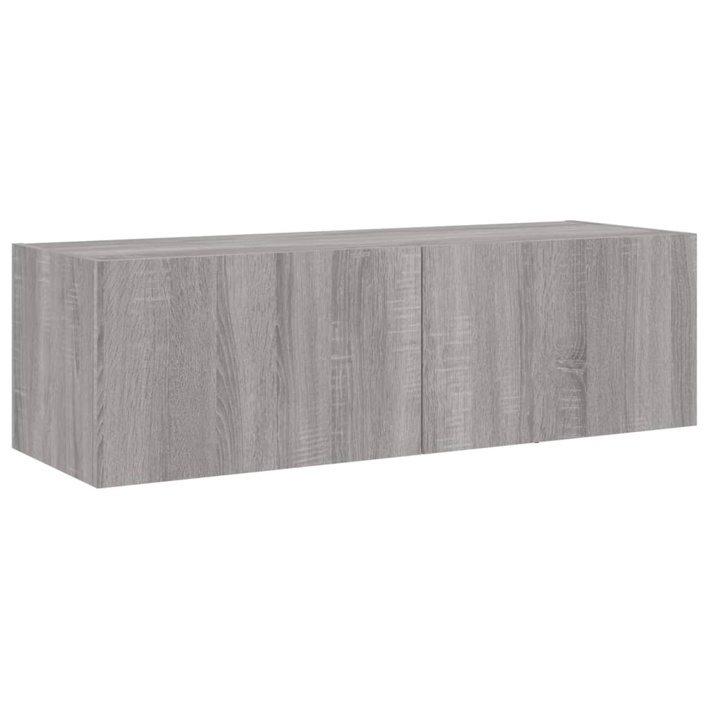 Meuble TV muraux 4 pcs avec lumières LED sonoma gris - XIOS
