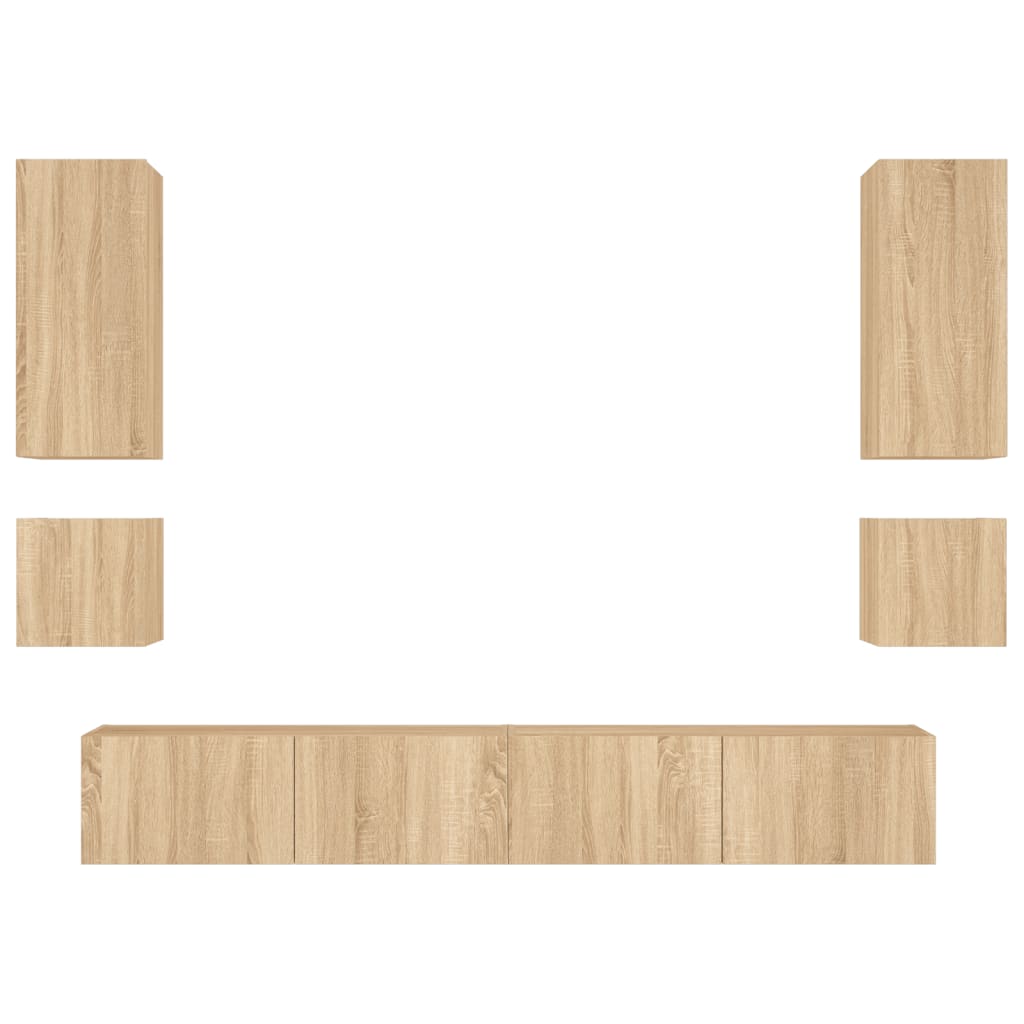 Meuble TV muraux 6 pcs avec lumières LED chêne sonoma - XIOS