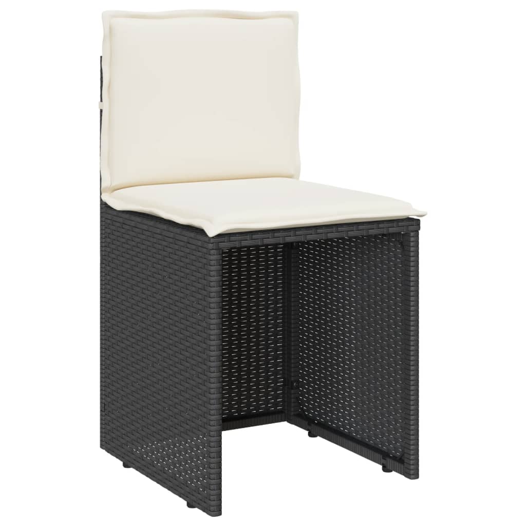 Ensemble de bistro 3 pcs avec coussins noir résine tressée - XIOS