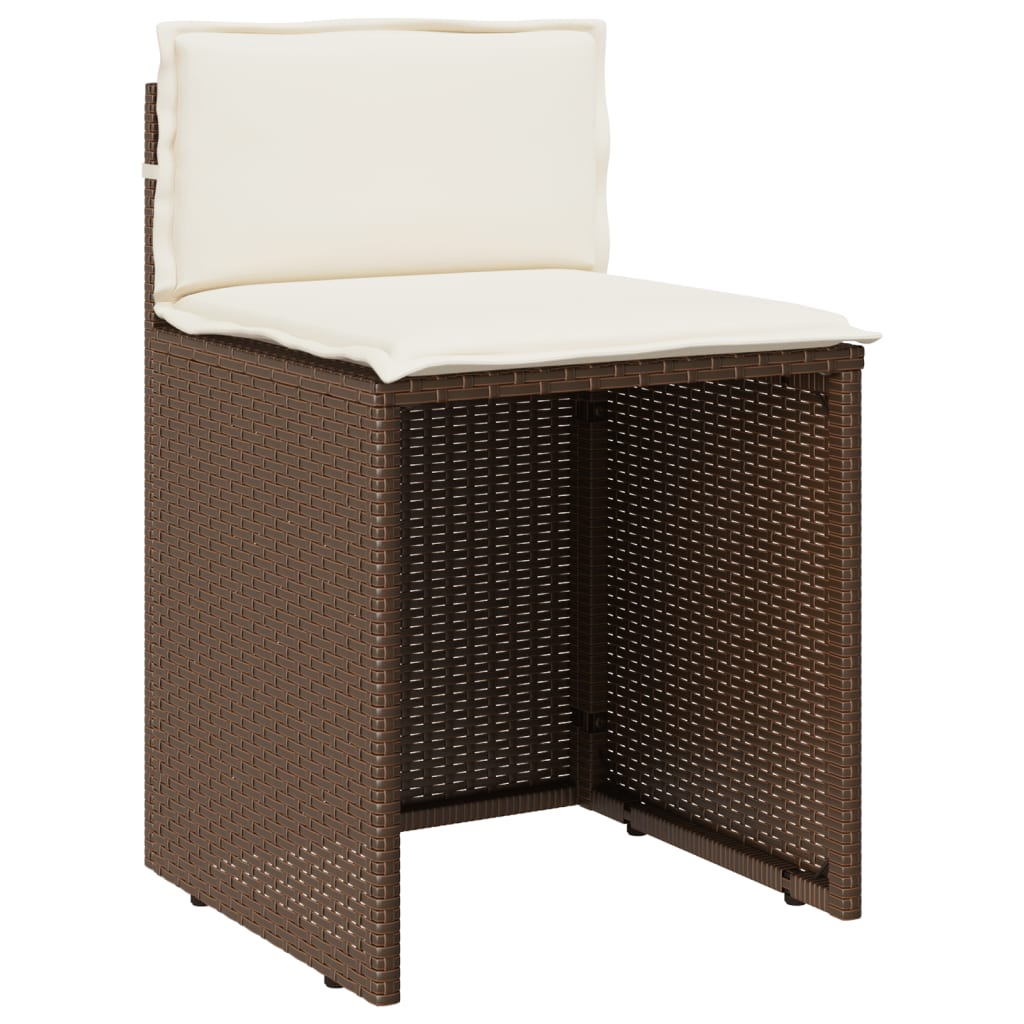 Ensemble de bistro 3 pcs avec coussins marron résine tressée - XIOS