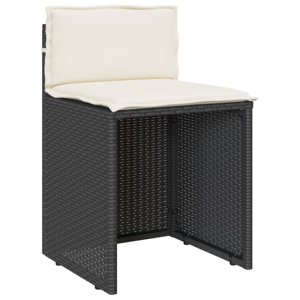 Ensemble de bistro 3 pcs avec coussins noir résine tressée - XIOS